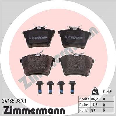 Zimmermann Bremsbelagsatz, Scheibenbremse [Hersteller-Nr. 24135.980.1] für Peugeot, Citroën von Zimmermann