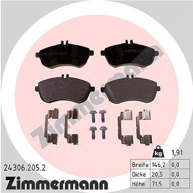 Zimmermann Bremsbelagsatz, Scheibenbremse [Hersteller-Nr. 24306.205.2] für Mercedes-Benz von Zimmermann