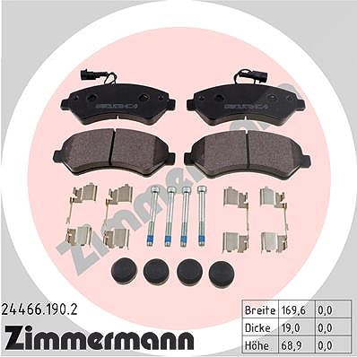 Zimmermann Bremsbelagsatz, Scheibenbremse [Hersteller-Nr. 24466.190.2] für Citroën, Fiat, Peugeot von Zimmermann