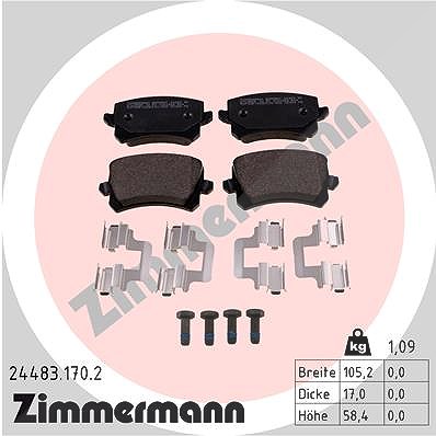 Zimmermann Bremsbelagsatz, Scheibenbremse [Hersteller-Nr. 24483.170.2] für Audi, Seat, VW von Zimmermann