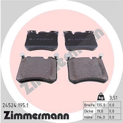Zimmermann Bremsbelagsatz, Scheibenbremse [Hersteller-Nr. 24524.195.1] für BMW, Rolls-royce von Zimmermann