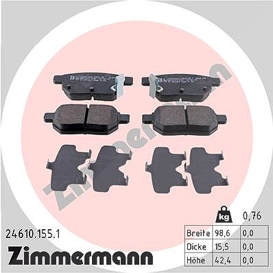 Zimmermann Bremsbelagsatz, Scheibenbremse [Hersteller-Nr. 24610.155.1] für Aston Martin, Subaru, Toyota von Zimmermann