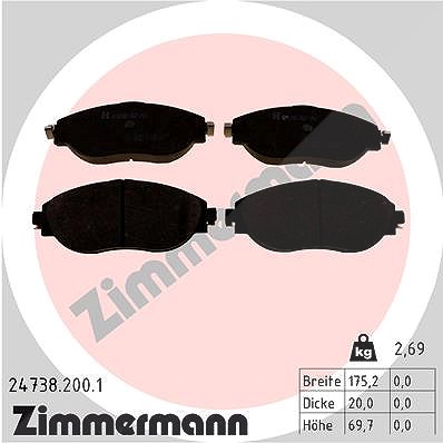 Zimmermann Bremsbelagsatz, Scheibenbremse [Hersteller-Nr. 24738.200.1] für Audi, VW von Zimmermann