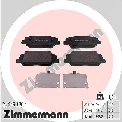 Zimmermann Bremsbelagsatz, Scheibenbremse [Hersteller-Nr. 24915.170.1] für Hyundai, Kia von Zimmermann