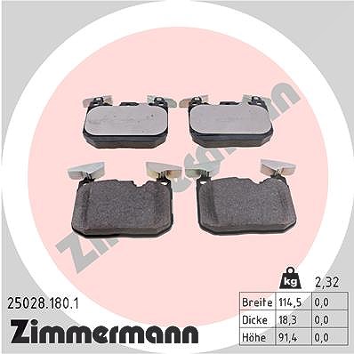 Zimmermann Bremsbelagsatz, Scheibenbremse [Hersteller-Nr. 25028.180.1] für BMW von Zimmermann