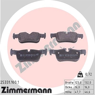 Zimmermann Bremsbelagsatz, Scheibenbremse [Hersteller-Nr. 25331.160.1] für BMW, Mini von Zimmermann