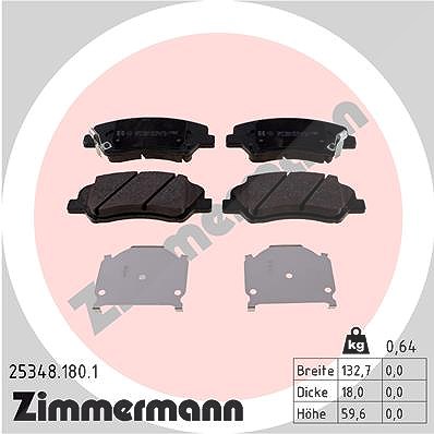 Zimmermann Bremsbelagsatz, Scheibenbremse [Hersteller-Nr. 25348.180.1] für Hyundai, Kia von Zimmermann