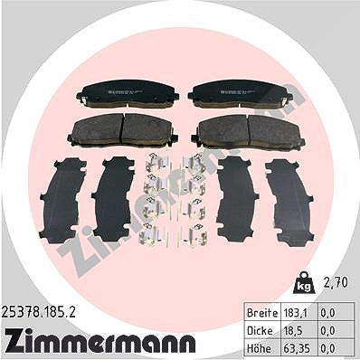 Zimmermann Bremsbelagsatz, Scheibenbremse [Hersteller-Nr. 25378.185.2] für Chrysler, Fiat, Lancia, VW von Zimmermann