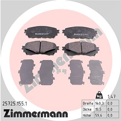 Zimmermann Bremsbelagsatz, Scheibenbremse vorne [Hersteller-Nr. 25725.155.1] für Mazda von Zimmermann