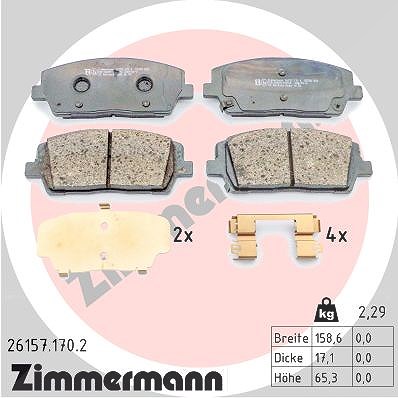 Zimmermann Bremsbelagsatz, Scheibenbremse [Hersteller-Nr. 26157.170.2] für Hyundai, Kia von Zimmermann