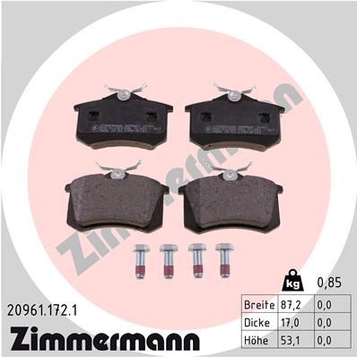 Bremsbelagsatz, Scheibenbremse Hinterachse Zimmermann 20961.172.1 von Zimmermann