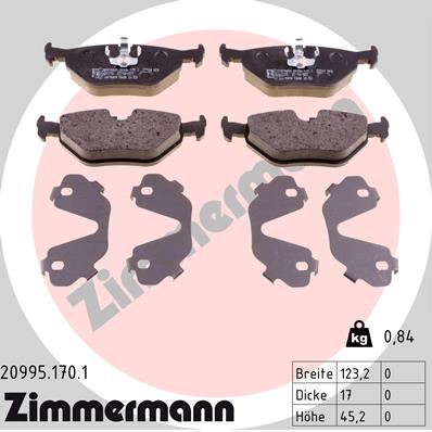 Bremsbelagsatz, Scheibenbremse Hinterachse Zimmermann 20995.170.1 von Zimmermann