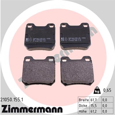 Bremsbelagsatz, Scheibenbremse Hinterachse Zimmermann 21050.155.1 von Zimmermann