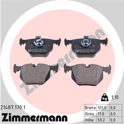 Bremsbelagsatz, Scheibenbremse Hinterachse Zimmermann 21487.170.1 von Zimmermann