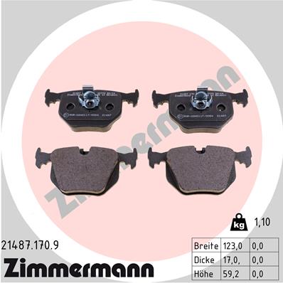 Bremsbelagsatz, Scheibenbremse Hinterachse Zimmermann 21487.170.9 von Zimmermann