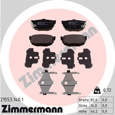 Bremsbelagsatz, Scheibenbremse Hinterachse Zimmermann 21553.140.1 von Zimmermann