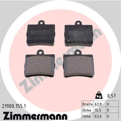 Bremsbelagsatz, Scheibenbremse Hinterachse Zimmermann 21900.155.1 von Zimmermann