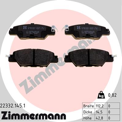 Bremsbelagsatz, Scheibenbremse Hinterachse Zimmermann 22332.145.1 von Zimmermann