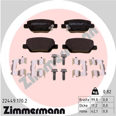 Bremsbelagsatz, Scheibenbremse Hinterachse Zimmermann 22449.170.2 von Zimmermann