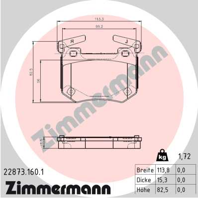 Bremsbelagsatz, Scheibenbremse Hinterachse Zimmermann 22873.160.1 von Zimmermann