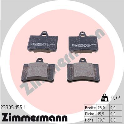 Bremsbelagsatz, Scheibenbremse Hinterachse Zimmermann 23305.155.1 von Zimmermann