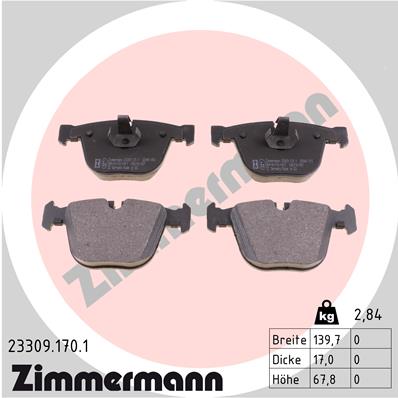 Bremsbelagsatz, Scheibenbremse Hinterachse Zimmermann 23309.170.1 von Zimmermann