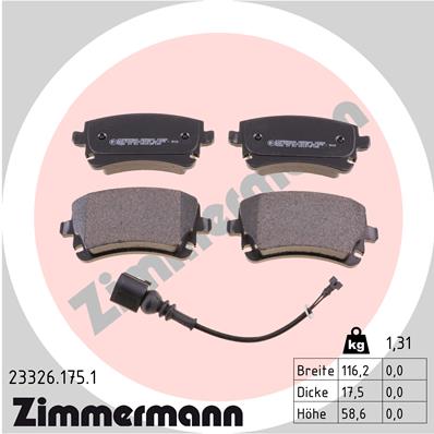 Bremsbelagsatz, Scheibenbremse Hinterachse Zimmermann 23326.175.1 von Zimmermann