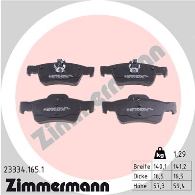 Bremsbelagsatz, Scheibenbremse Hinterachse Zimmermann 23334.165.1 von Zimmermann