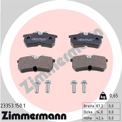 Bremsbelagsatz, Scheibenbremse Hinterachse Zimmermann 23353.150.1 von Zimmermann