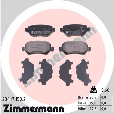 Bremsbelagsatz, Scheibenbremse Hinterachse Zimmermann 23417.150.2 von Zimmermann