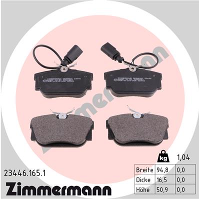 Bremsbelagsatz, Scheibenbremse Hinterachse Zimmermann 23446.165.1 von Zimmermann