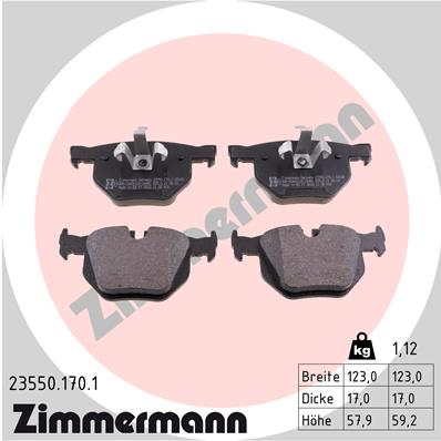 Bremsbelagsatz, Scheibenbremse Hinterachse Zimmermann 23550.170.1 von Zimmermann