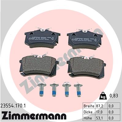 Bremsbelagsatz, Scheibenbremse Hinterachse Zimmermann 23554.170.1 von Zimmermann