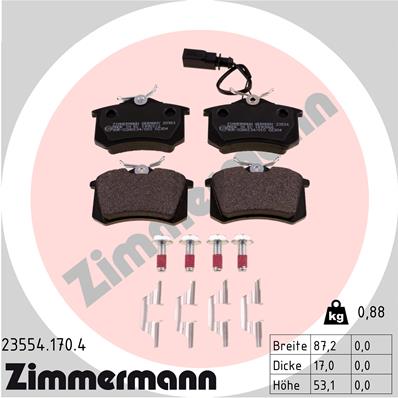 Bremsbelagsatz, Scheibenbremse Hinterachse Zimmermann 23554.170.4 von Zimmermann