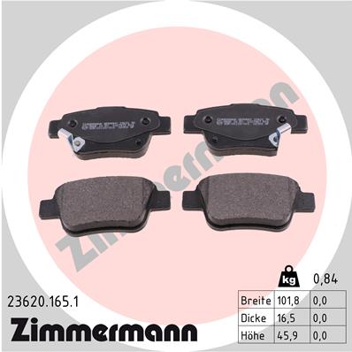 Bremsbelagsatz, Scheibenbremse Hinterachse Zimmermann 23620.165.1 von Zimmermann