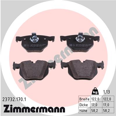 Bremsbelagsatz, Scheibenbremse Hinterachse Zimmermann 23732.170.1 von Zimmermann