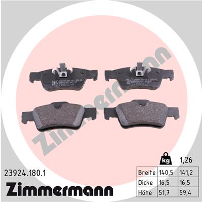 Bremsbelagsatz, Scheibenbremse Hinterachse Zimmermann 23924.180.1 von Zimmermann