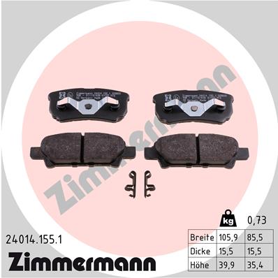 Bremsbelagsatz, Scheibenbremse Hinterachse Zimmermann 24014.155.1 von Zimmermann