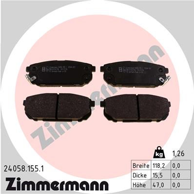 Bremsbelagsatz, Scheibenbremse Hinterachse Zimmermann 24058.155.1 von Zimmermann