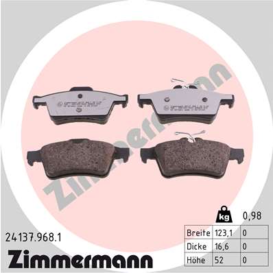 Bremsbelagsatz, Scheibenbremse Hinterachse Zimmermann 24137.968.1 von Zimmermann