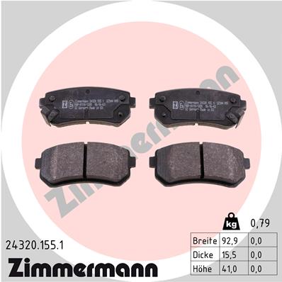 Bremsbelagsatz, Scheibenbremse Hinterachse Zimmermann 24320.155.1 von Zimmermann