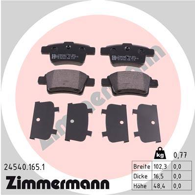 Bremsbelagsatz, Scheibenbremse Hinterachse Zimmermann 24540.165.1 von Zimmermann