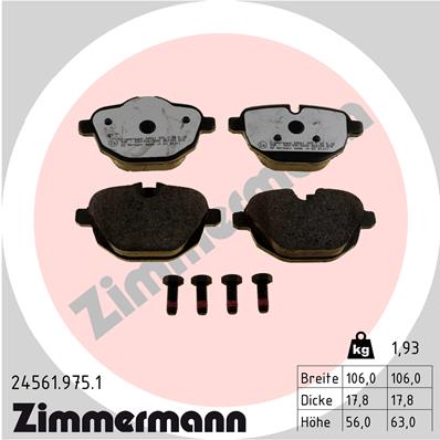 Bremsbelagsatz, Scheibenbremse Hinterachse Zimmermann 24561.975.1 von Zimmermann