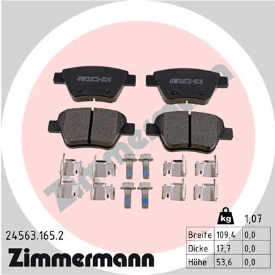 Bremsbelagsatz, Scheibenbremse Hinterachse Zimmermann 24563.165.2 von Zimmermann