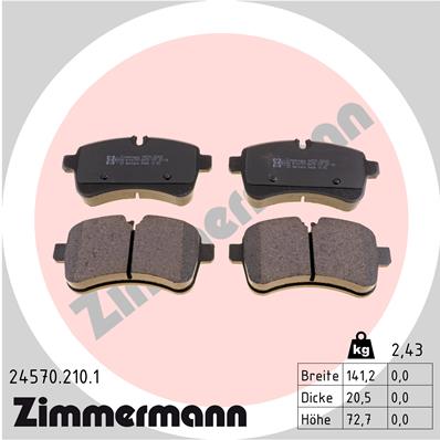 Bremsbelagsatz, Scheibenbremse Hinterachse Zimmermann 24570.210.1 von Zimmermann