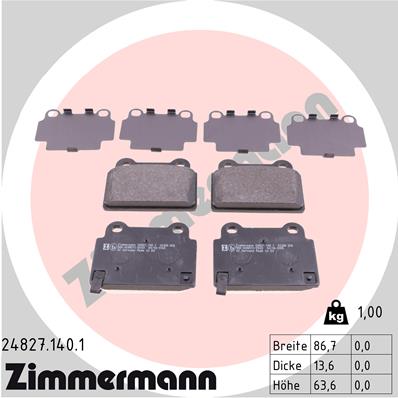 Bremsbelagsatz, Scheibenbremse Hinterachse Zimmermann 24827.140.1 von Zimmermann