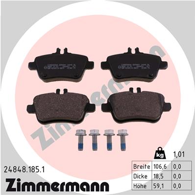 Bremsbelagsatz, Scheibenbremse Hinterachse Zimmermann 24848.185.1 von Zimmermann