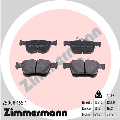 Bremsbelagsatz, Scheibenbremse Hinterachse Zimmermann 25008.165.1 von Zimmermann