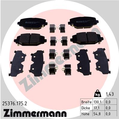 Bremsbelagsatz, Scheibenbremse Hinterachse Zimmermann 25376.175.2 von Zimmermann