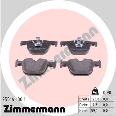 Bremsbelagsatz, Scheibenbremse Hinterachse Zimmermann 25514.180.1 von Zimmermann